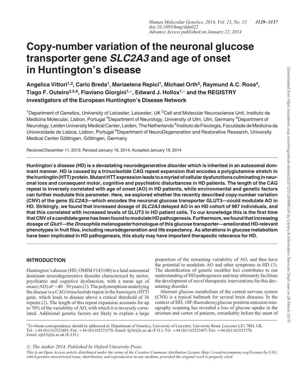 Copy-Number Variation of the Neuronal Glucose Transporter Gene