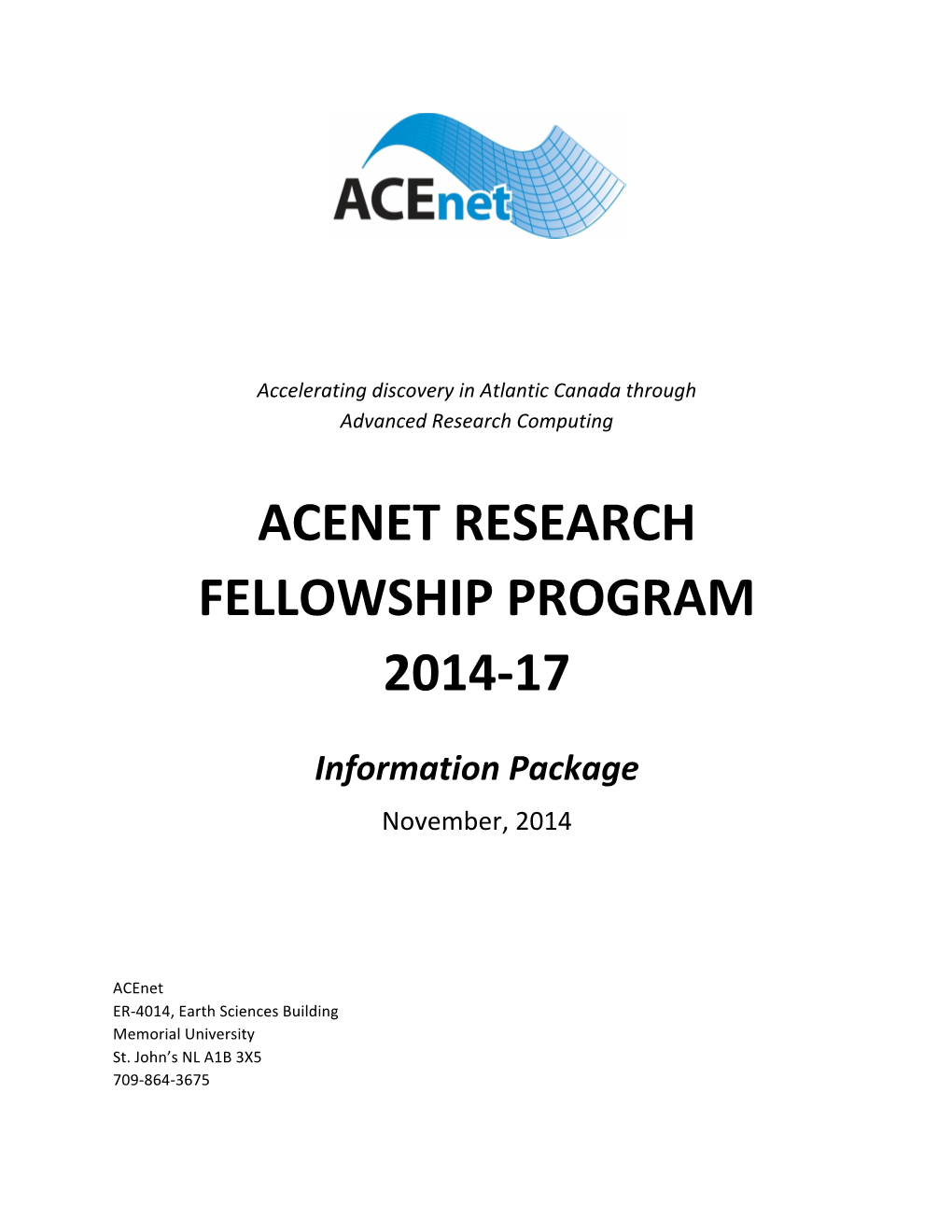 Acenet Research Fellowship Program Information Package FINAL