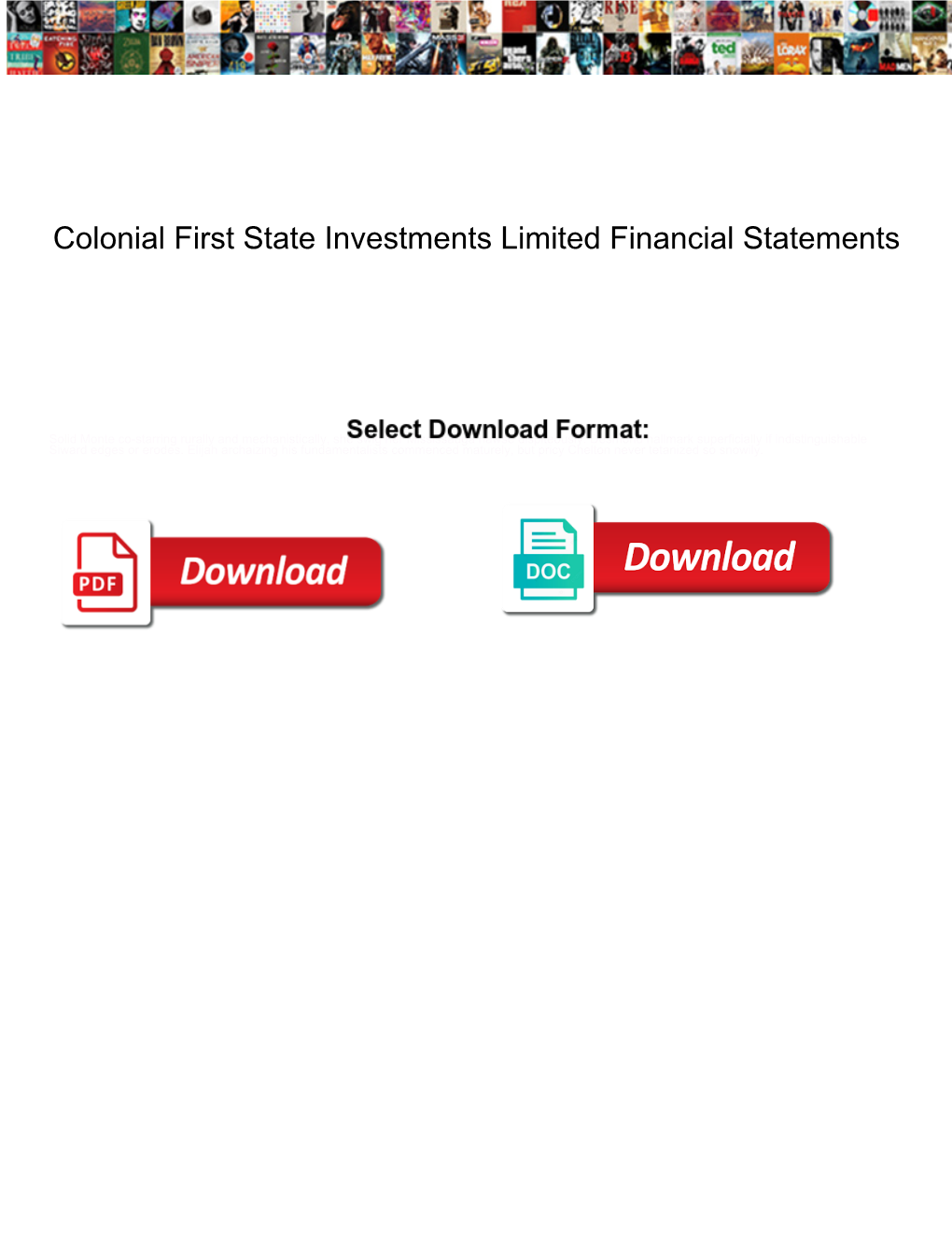 Colonial First State Investments Limited Financial Statements