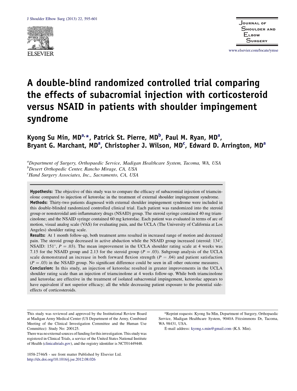 A Double-Blind Randomized Controlled Trial Comparing the Effects Of