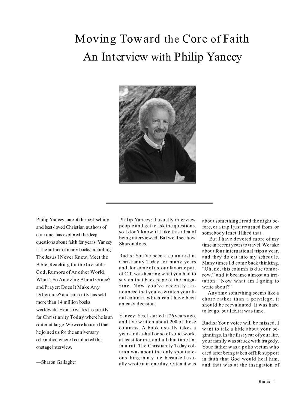 Philip Yancey Interview