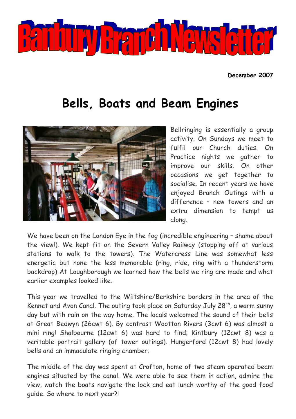 Bells, Boats and Beam Engines