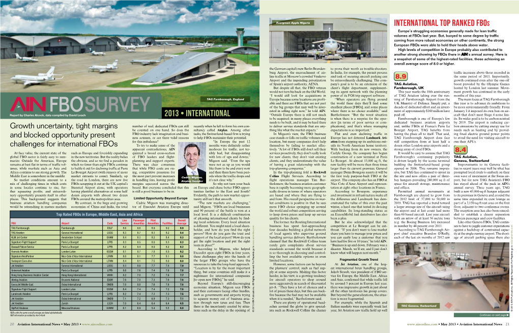 2013 • INTERNATIONAL International Top Ranked Fbos