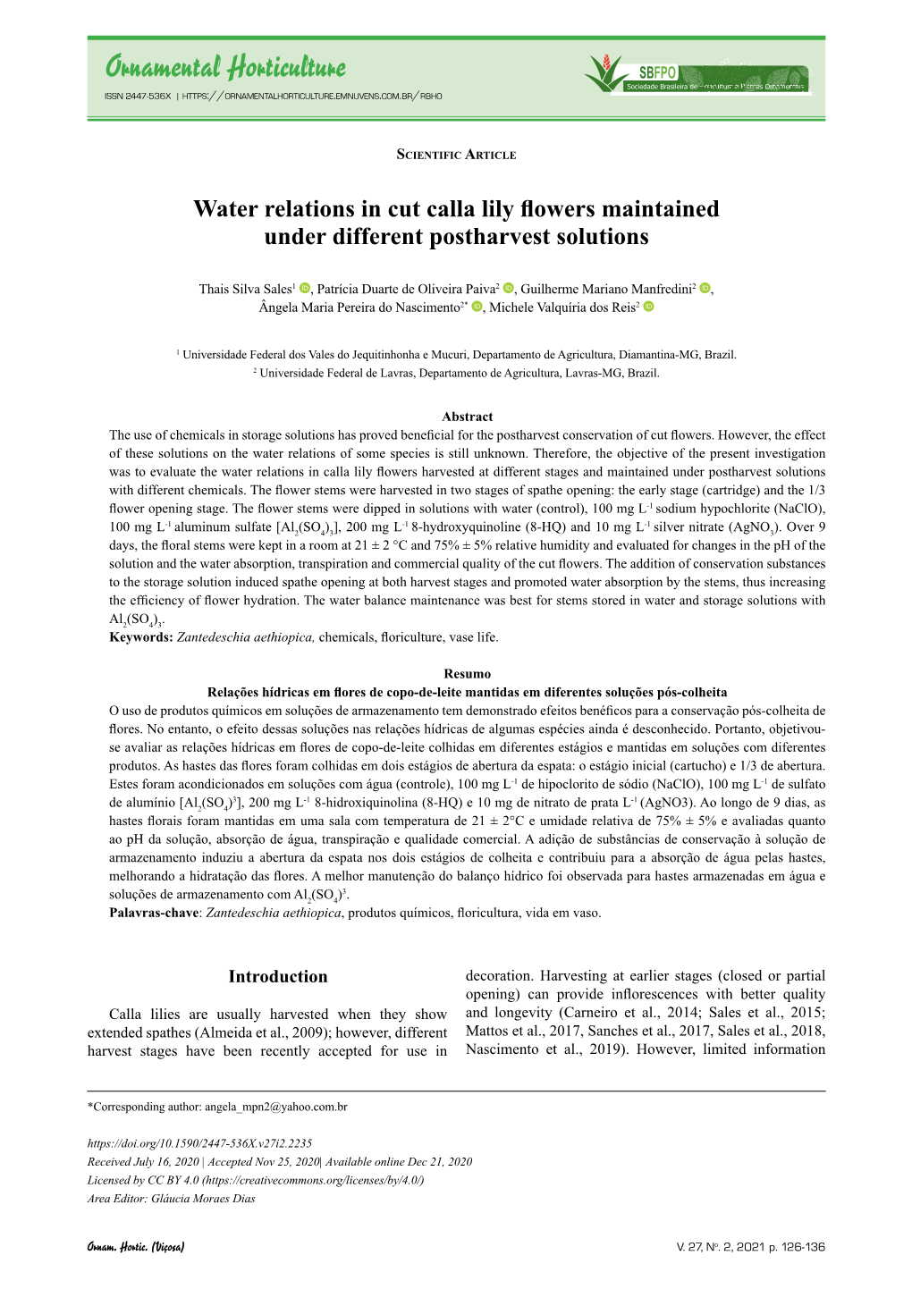 Ornamental Horticulture Thais Silva Sales Et Al