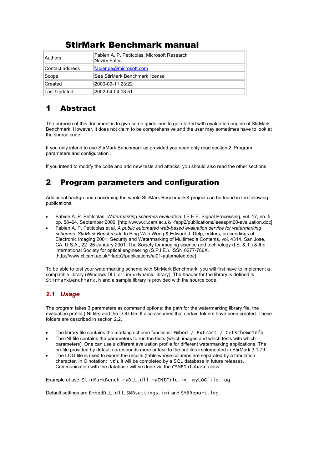 Stirmark Benchmark Manual