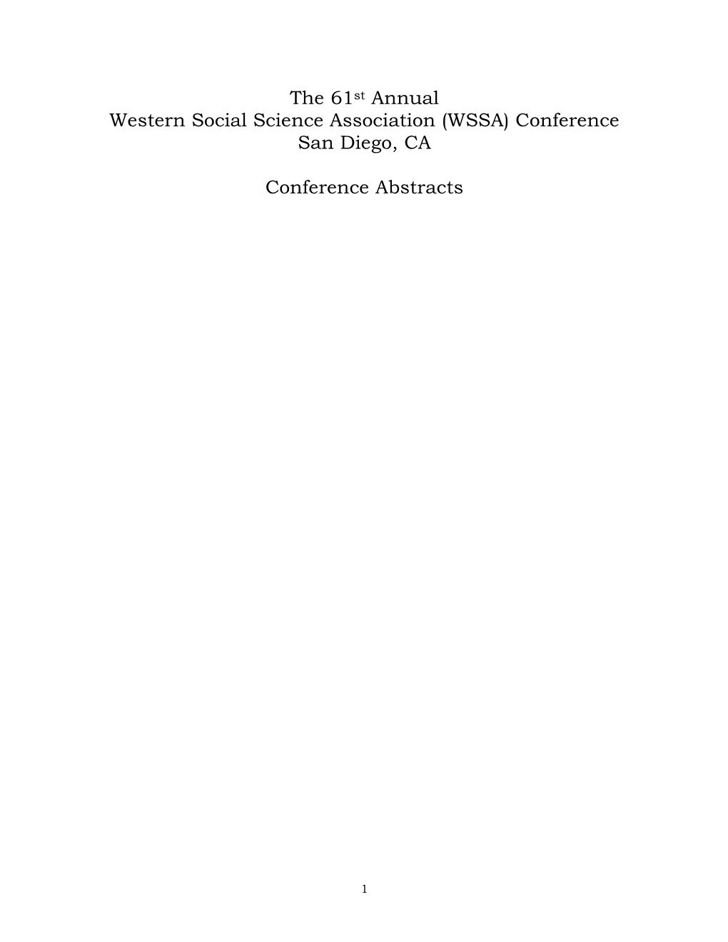 (WSSA) Conference San Diego, CA