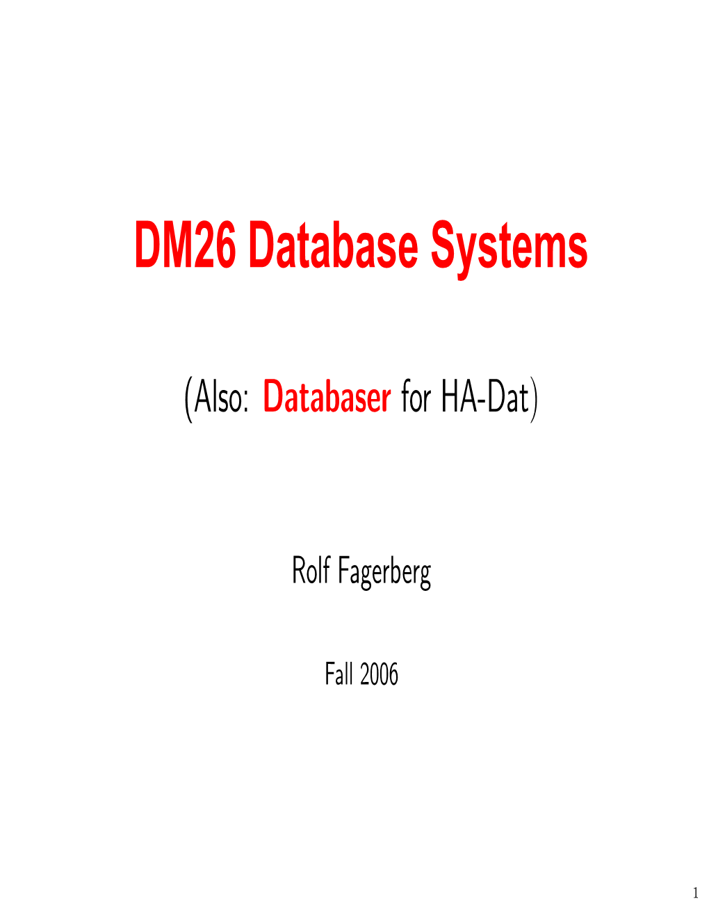 DM26 Database Systems