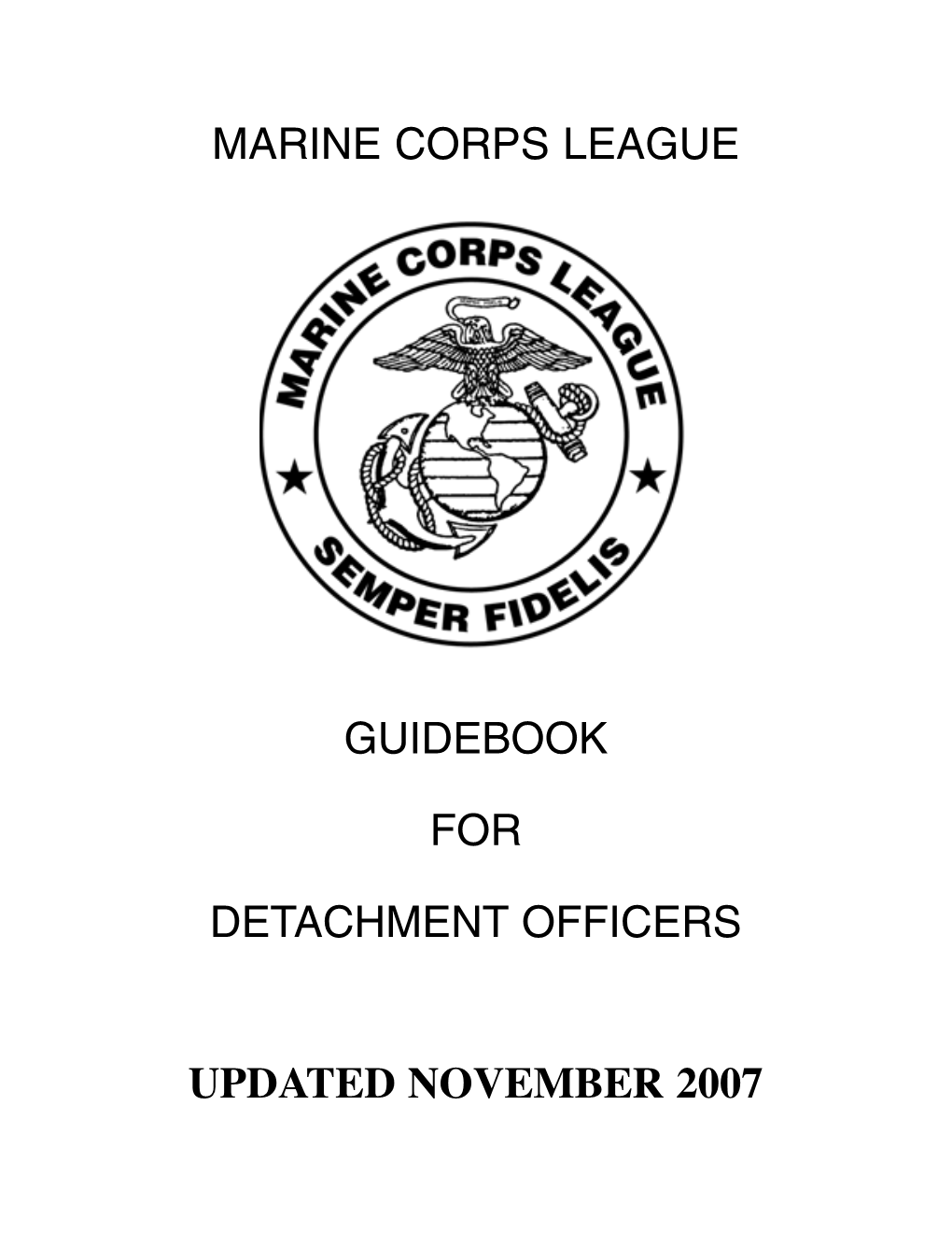 Marine Corps League Guidebook for Detachment Officers Updated