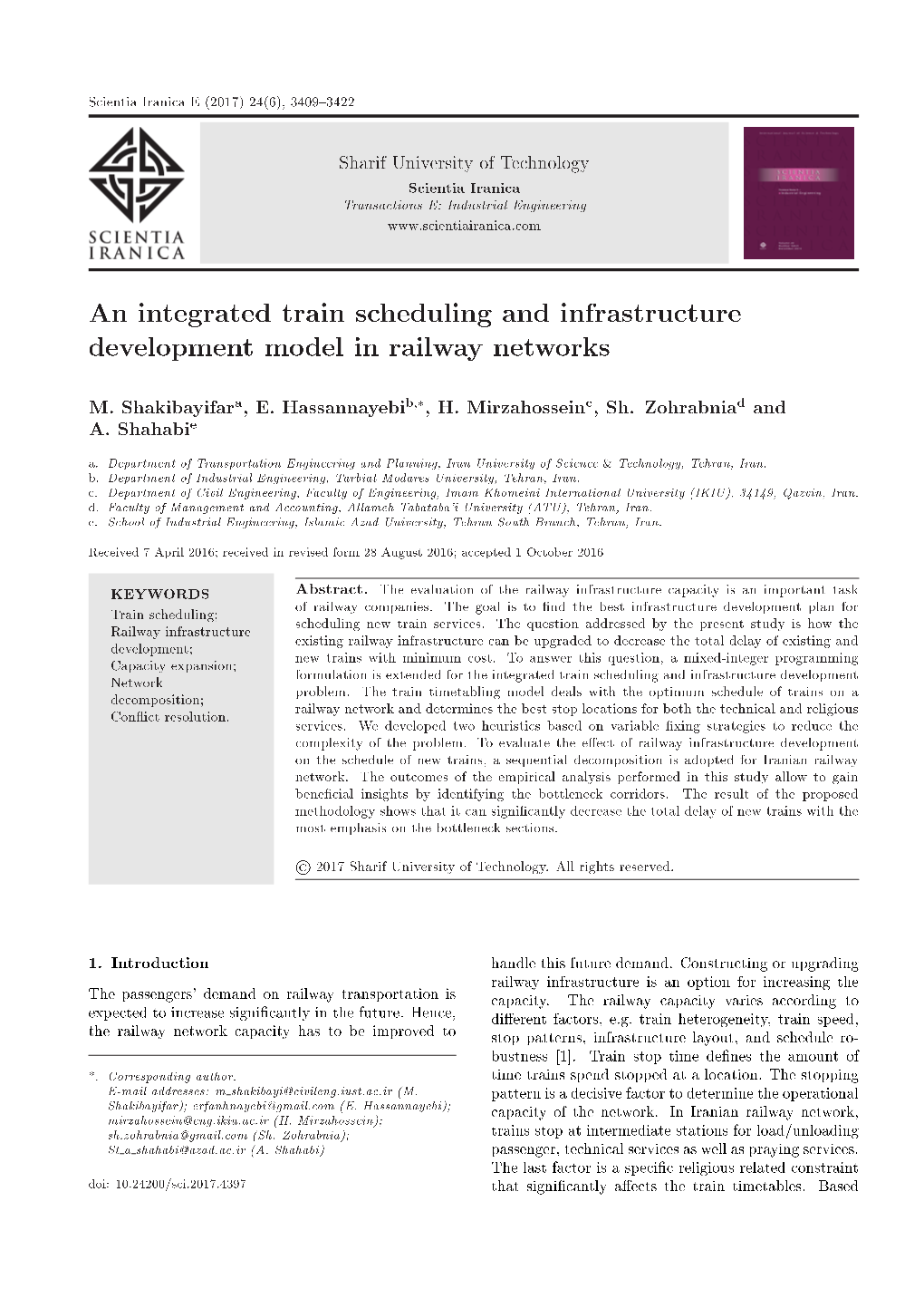 An Integrated Train Scheduling and Infrastructure Development Model in Railway Networks