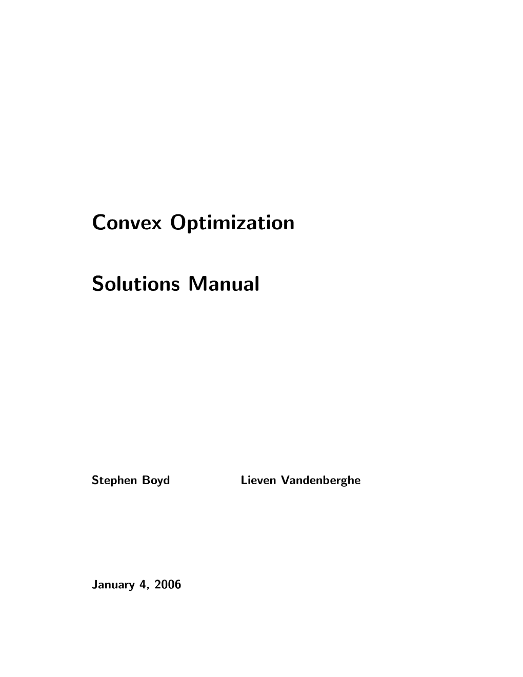 Convex Optimization Solutions Manual