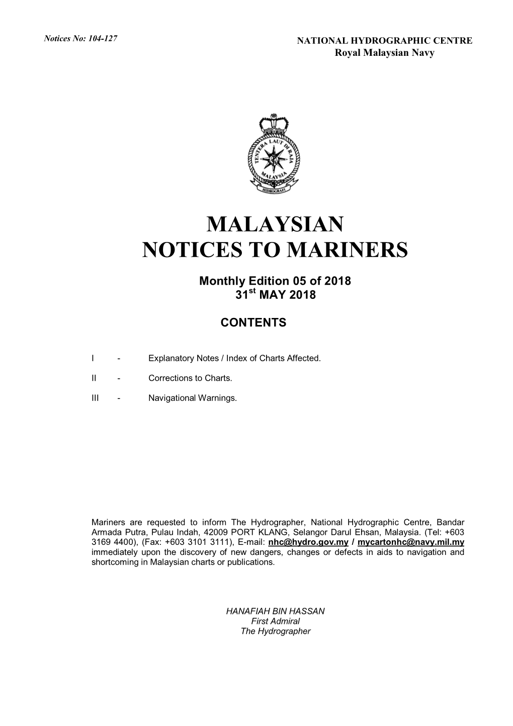 Malaysian Notices to Mariners
