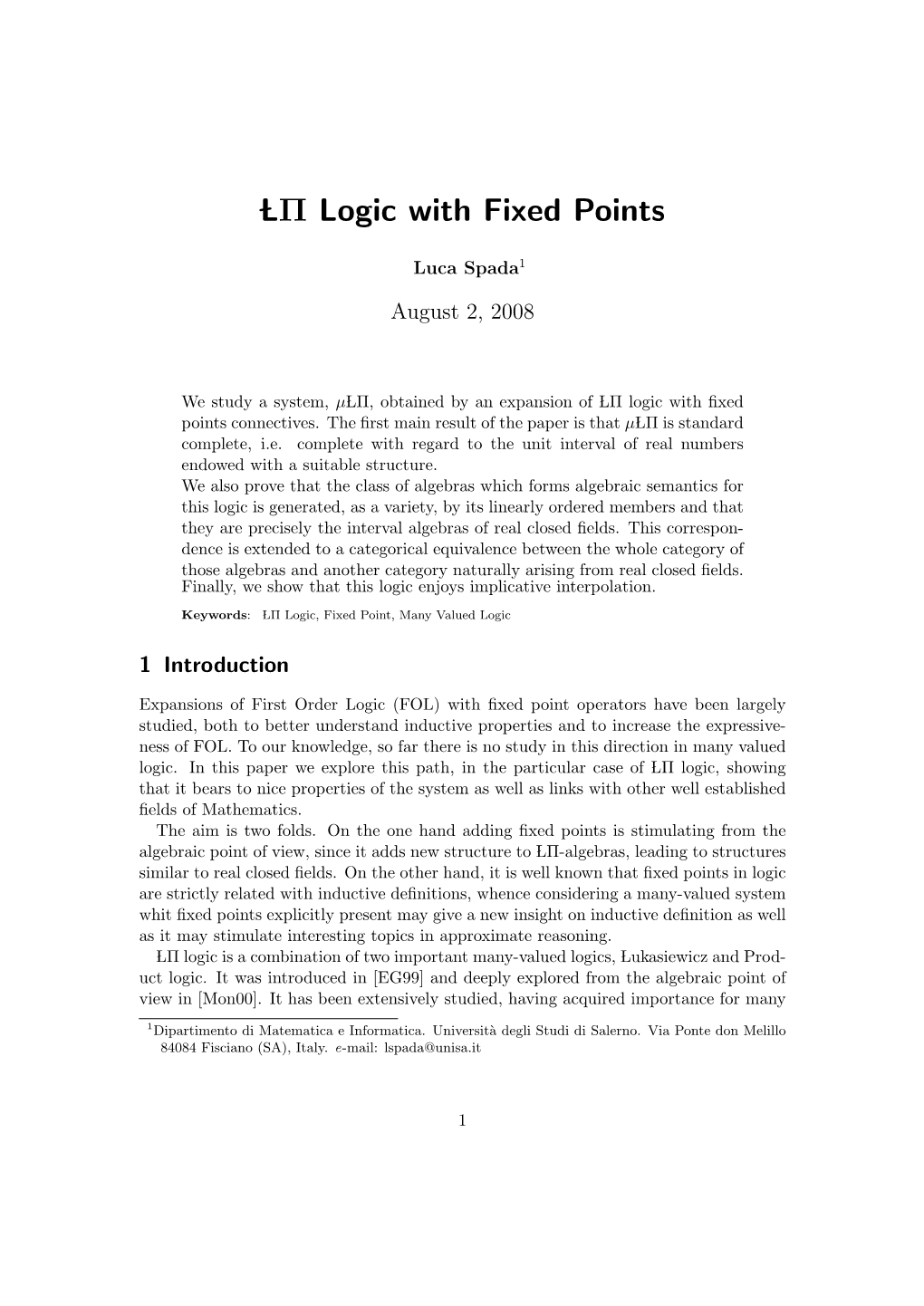 LP Logic with Fixed Points