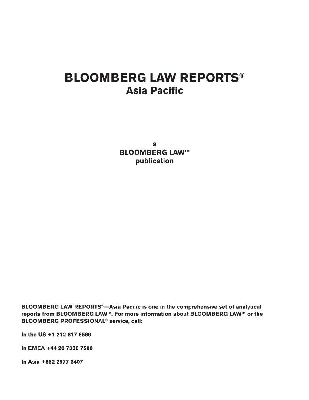 BLOOMBERG LAW REPORTS® Asia Pacific