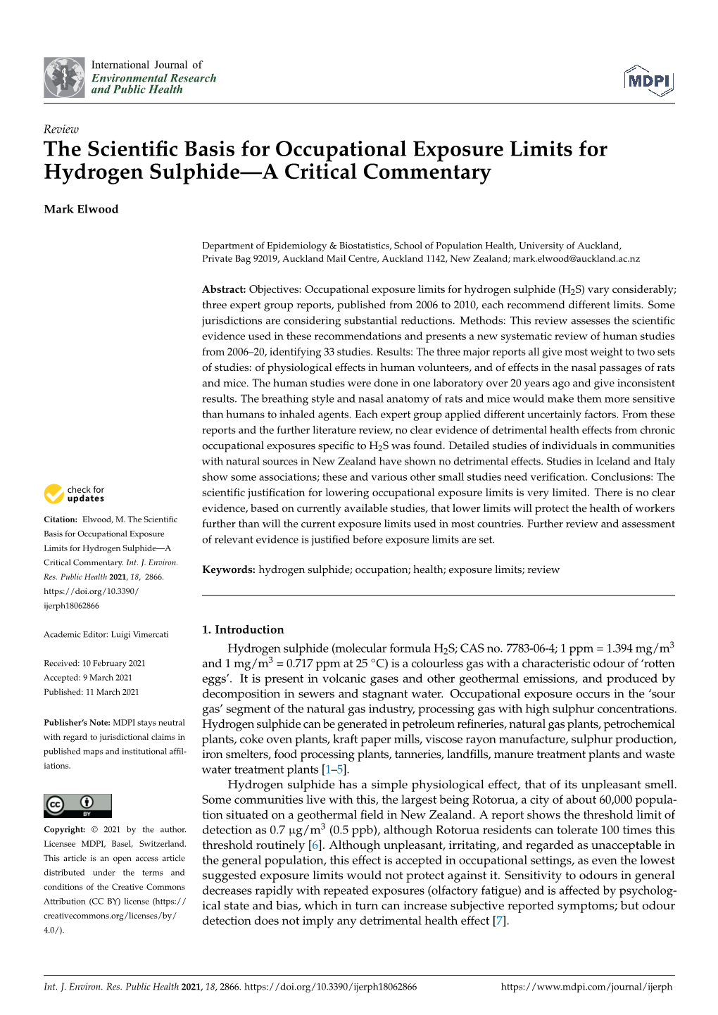 The Scientific Basis for Occupational Exposure Limits for Hydrogen