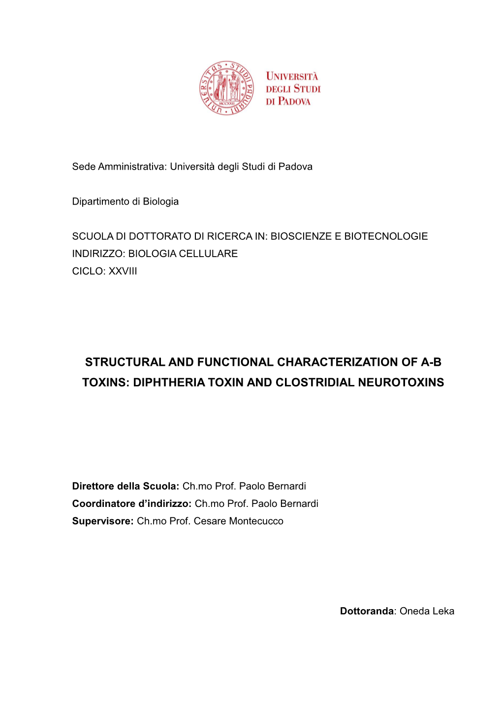 Structural and Functional Characterization of A-B Toxins: Diphtheria Toxin and Clostridial Neurotoxins