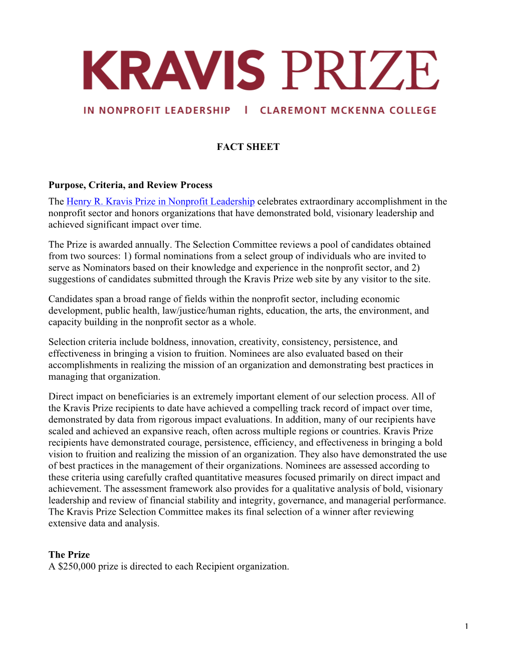 210515.Kravis Prize Fact Sheet