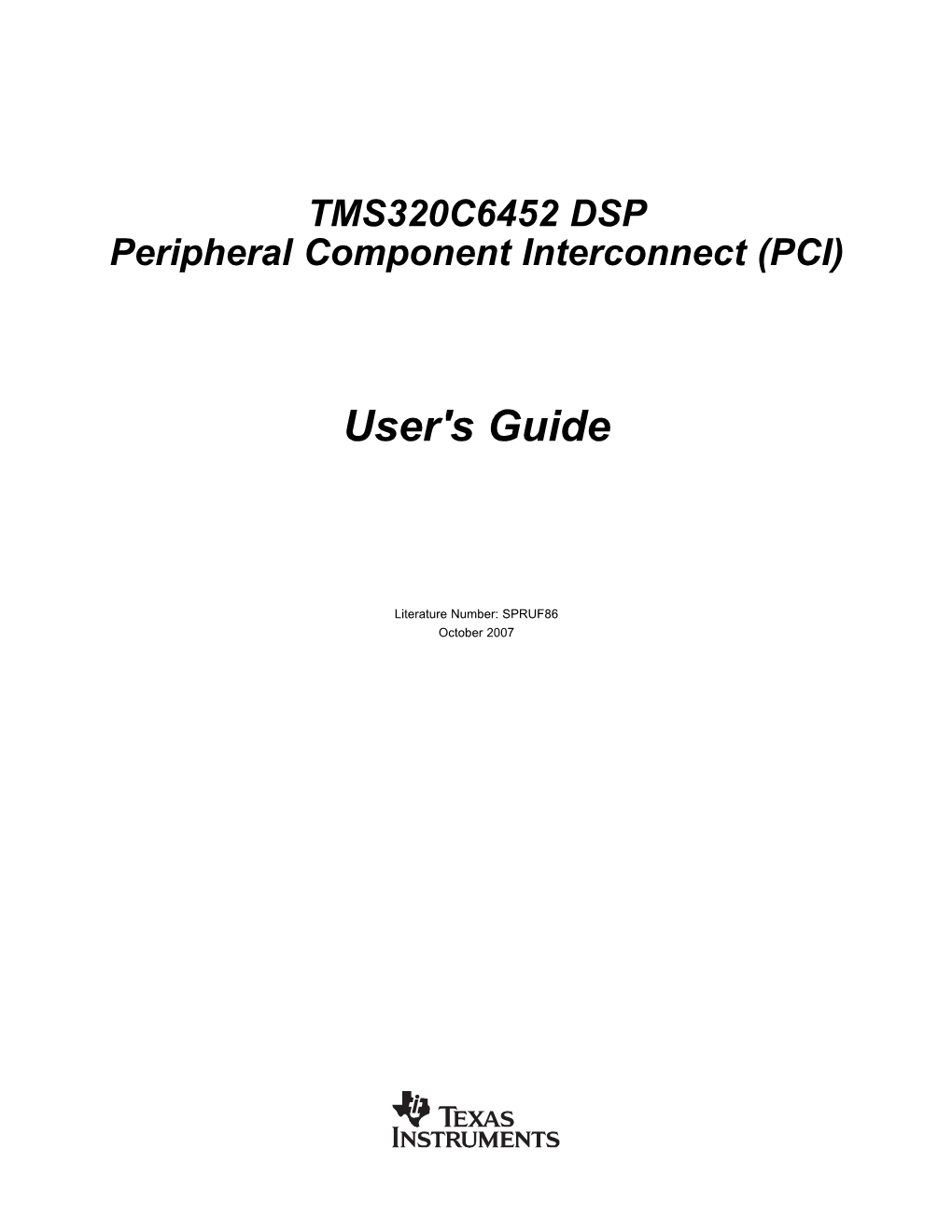 TMS320C6452 Peripheral Component Interconnect (PCI