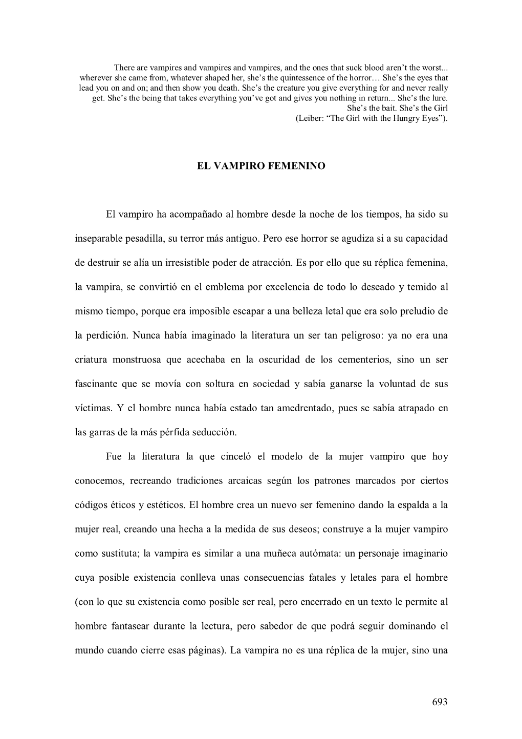 693 EL VAMPIRO FEMENINO El Vampiro Ha Acompañado Al Hombre