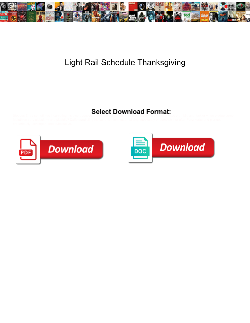 Light Rail Schedule Thanksgiving