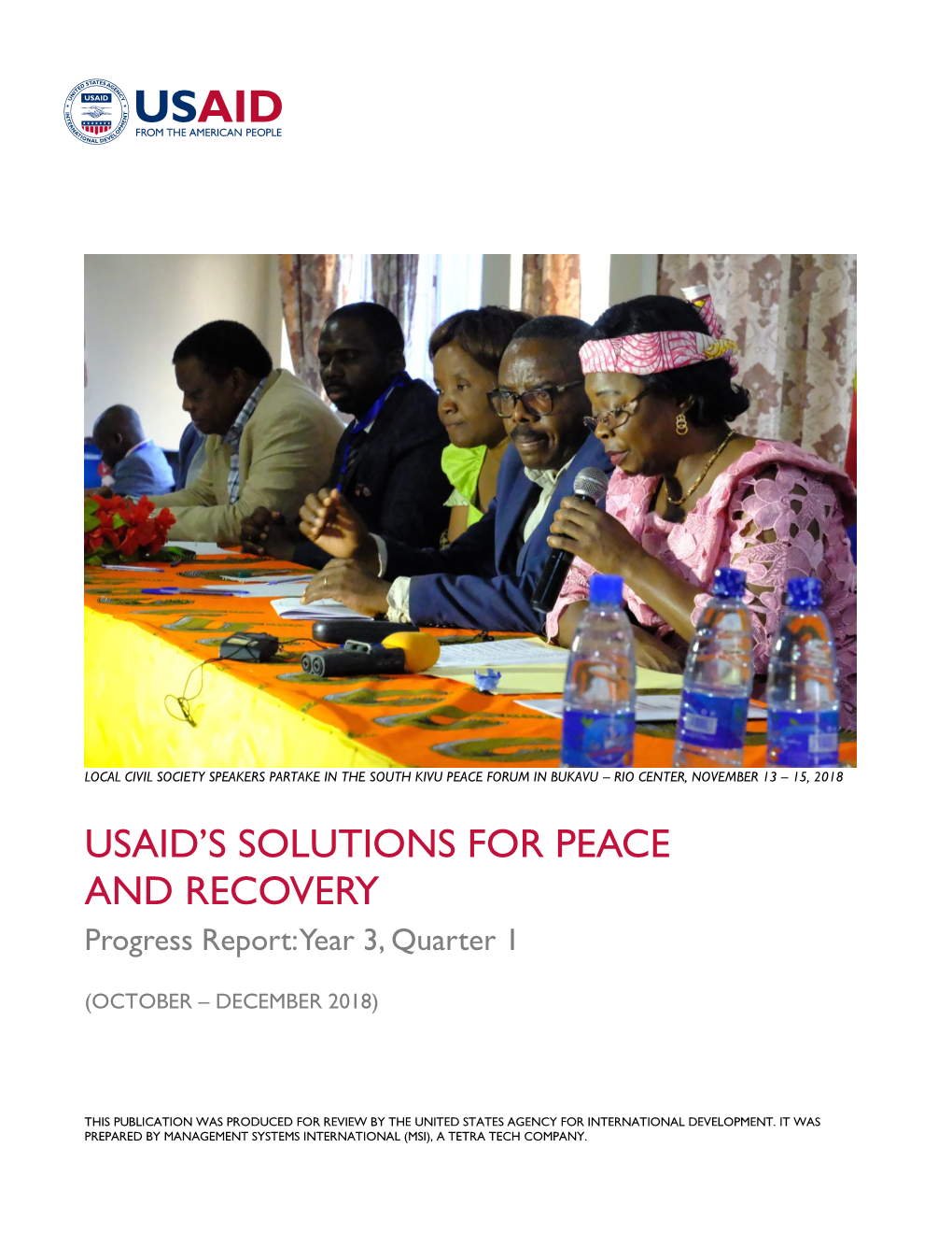 Usaid's Solutions for Peace and Recovery