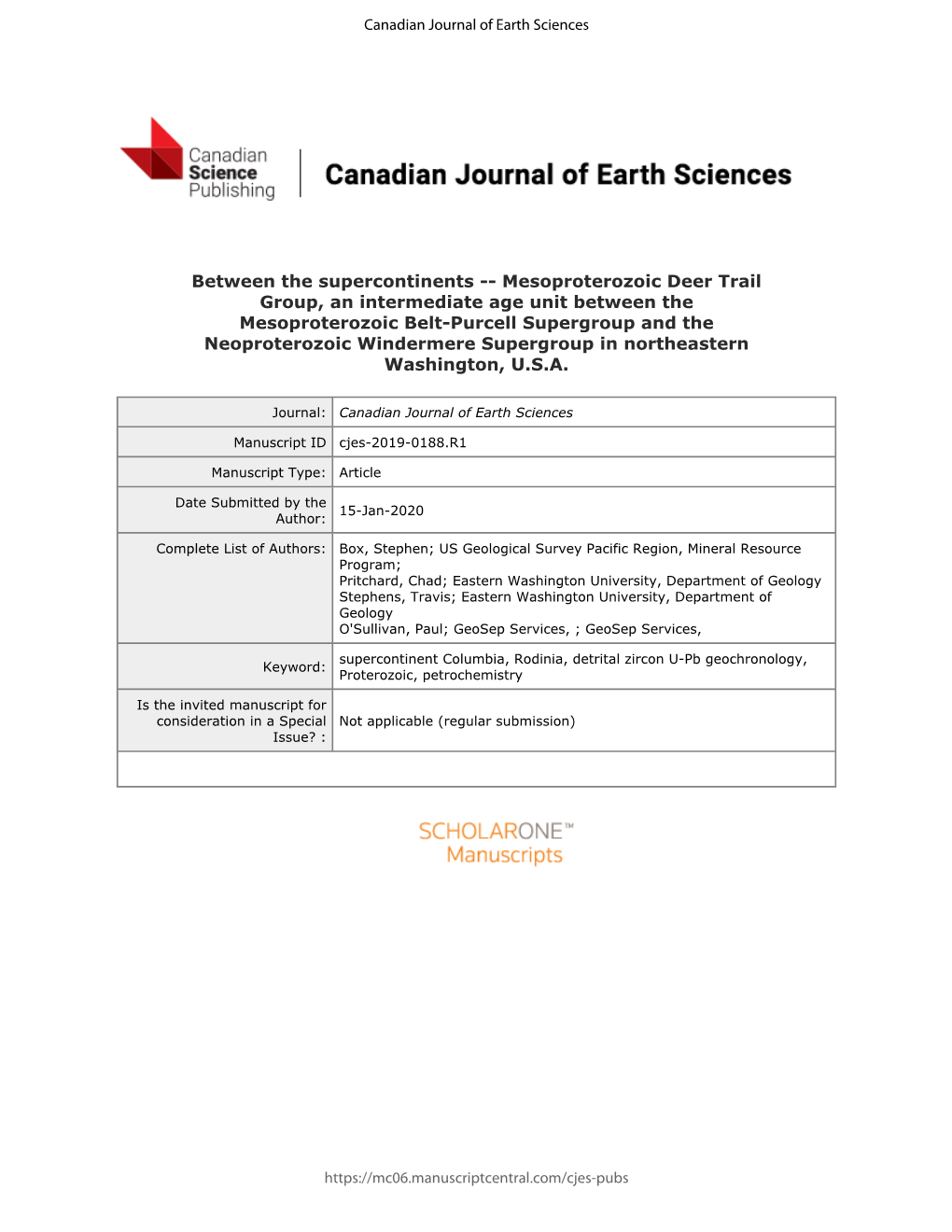 Between the Supercontinents -- Mesoproterozoic Deer Trail Group