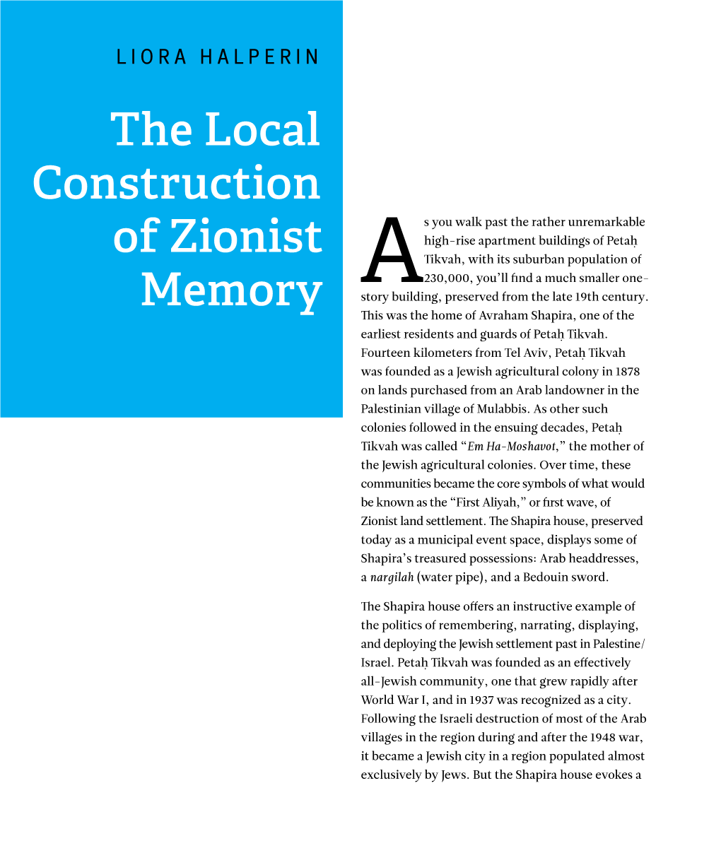 The Local Construction of Zionist Memory