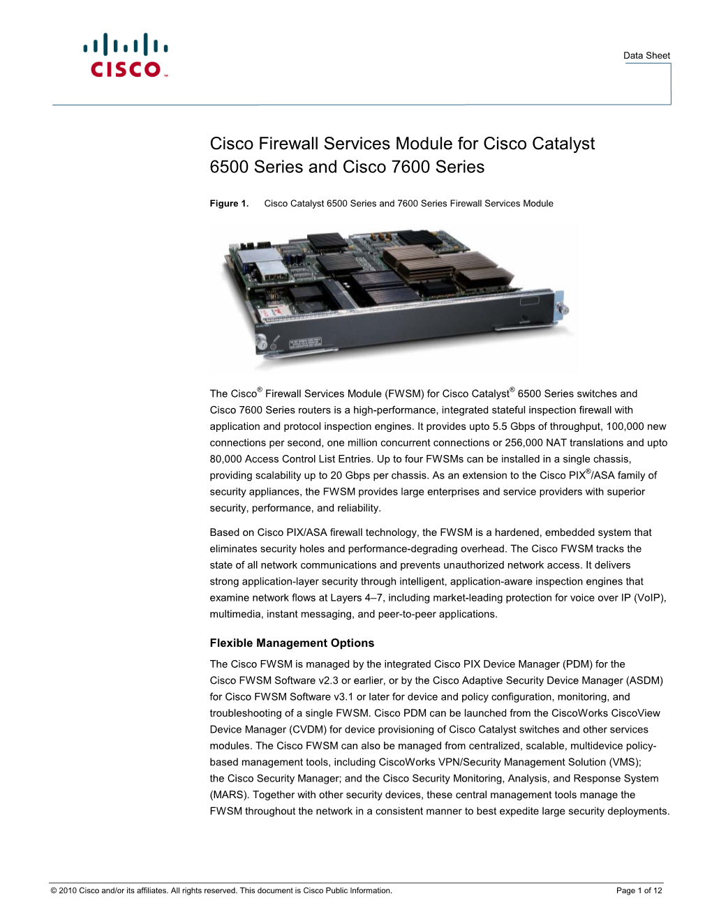 Cisco Firewall Services Module for Cisco Catalyst 6500 and Cisco