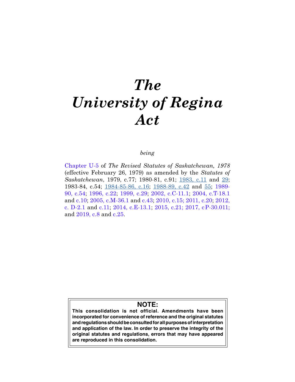 University of Regina Act