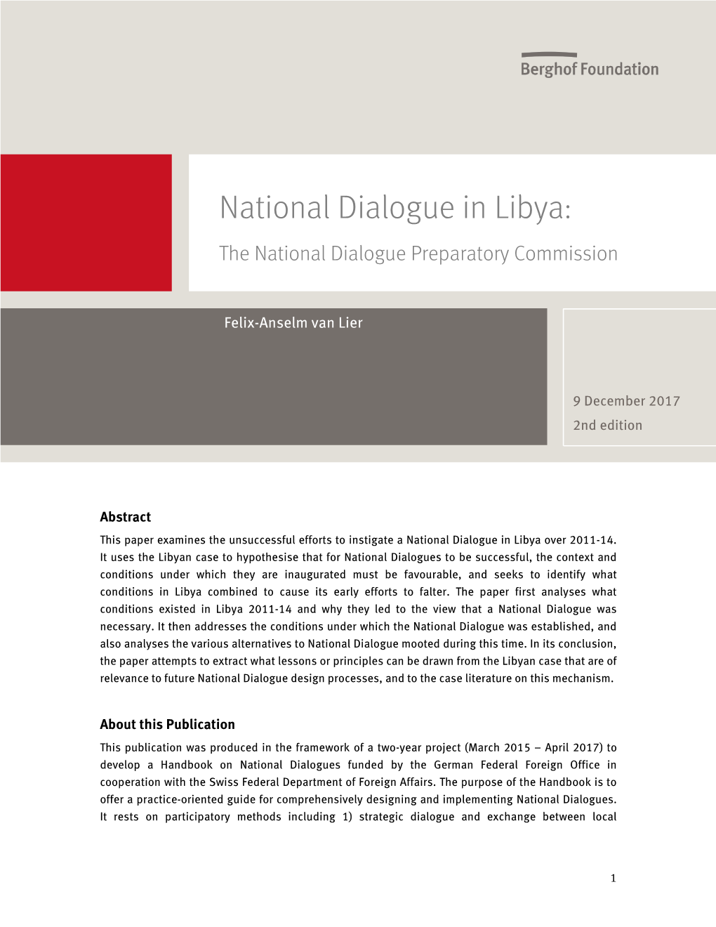 National Dialogue in Libya: the National Dialogue Preparatory Commission