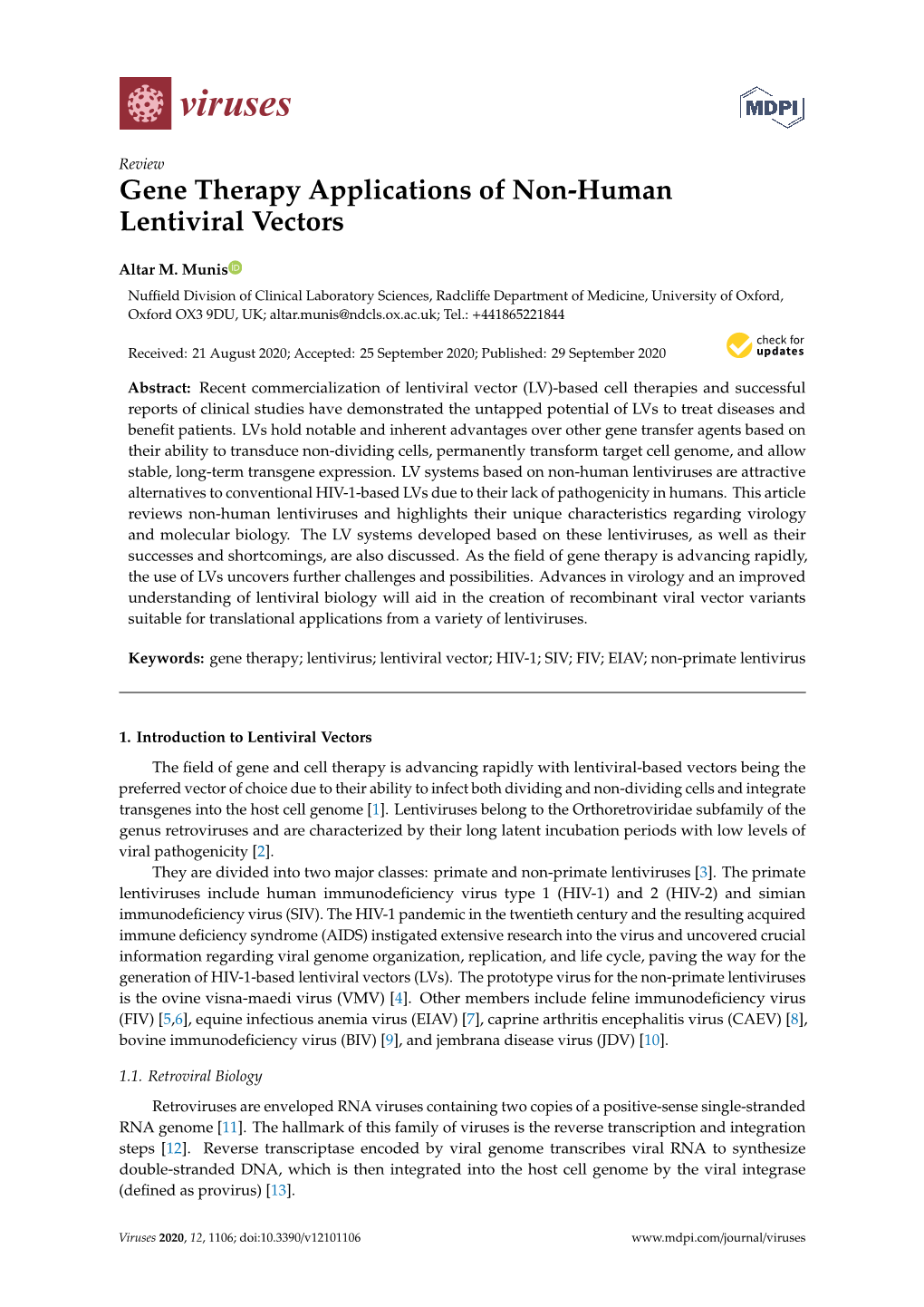 Gene Therapy Applications of Non-Human Lentiviral Vectors