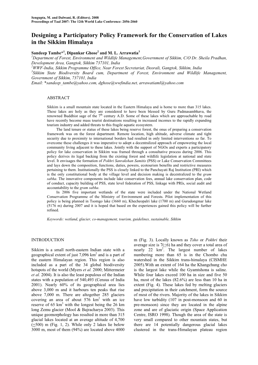 Designing a Participatory Policy Framework for Conservation Of