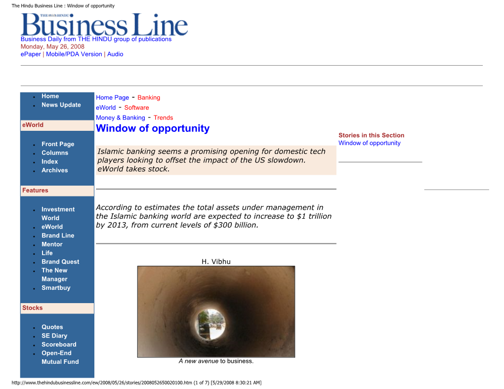 The Hindu Business Line : Window of Opportunity