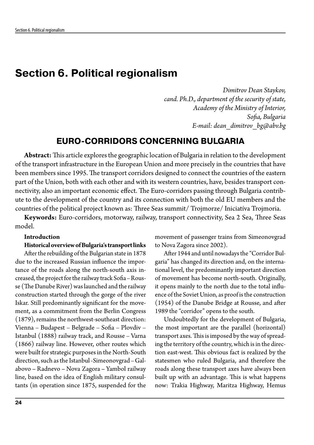 Euro-Corridors Concerning Bulgaria