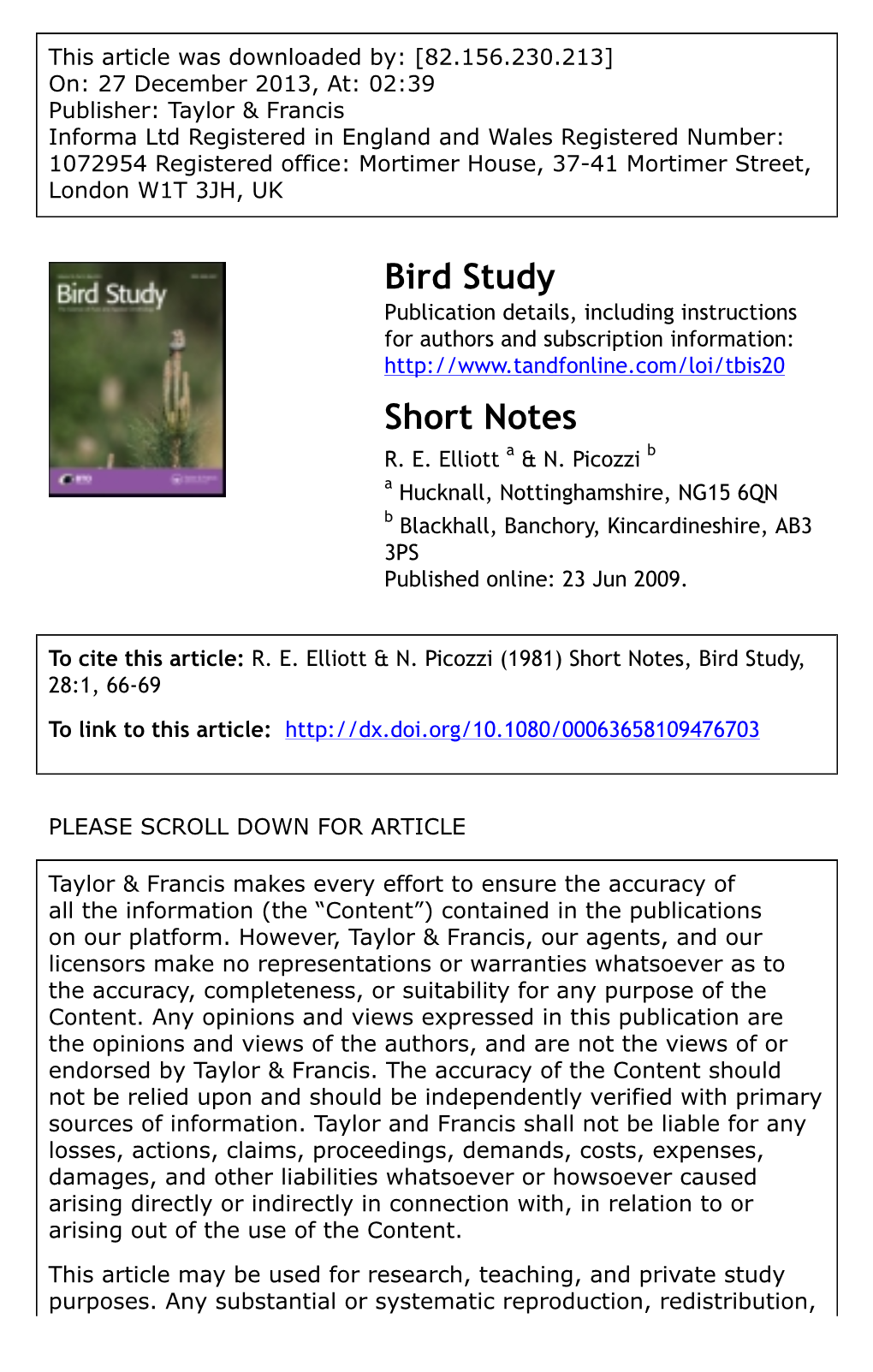 Bird Study Short Notes