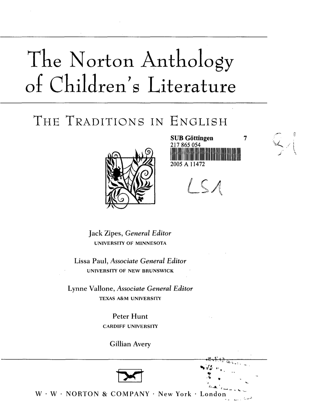 The Norton Anthology Or Children's Literature