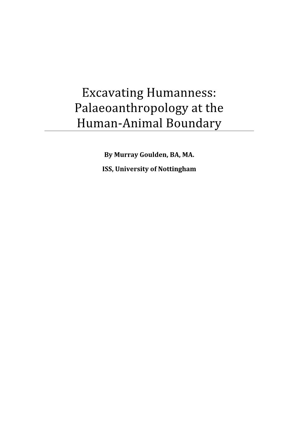 Palaeoanthropology at the Human-Animal Boundary