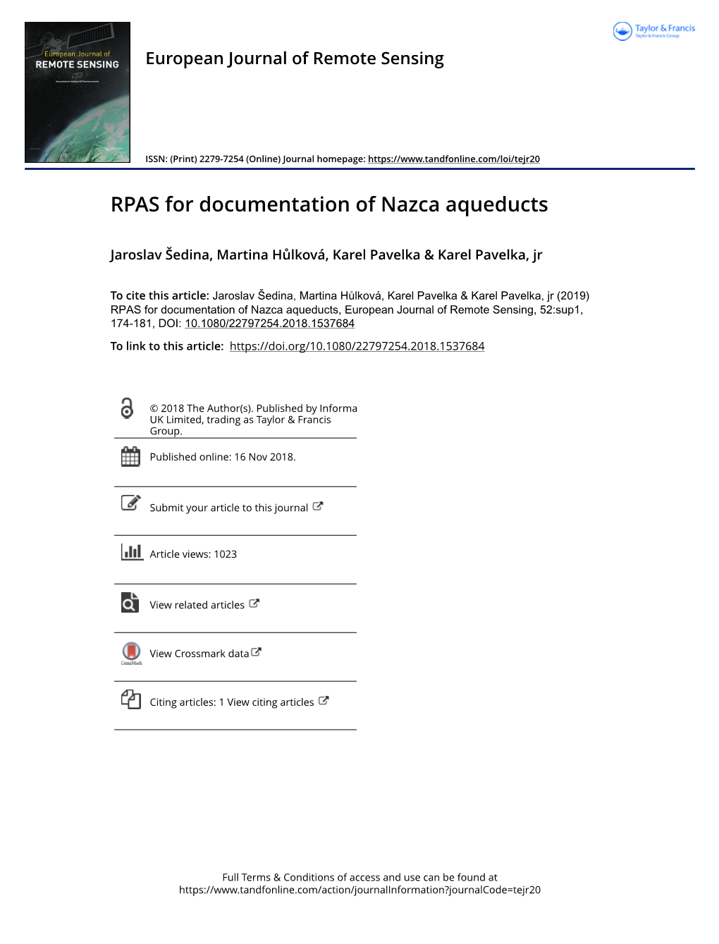 RPAS for Documentation of Nazca Aqueducts