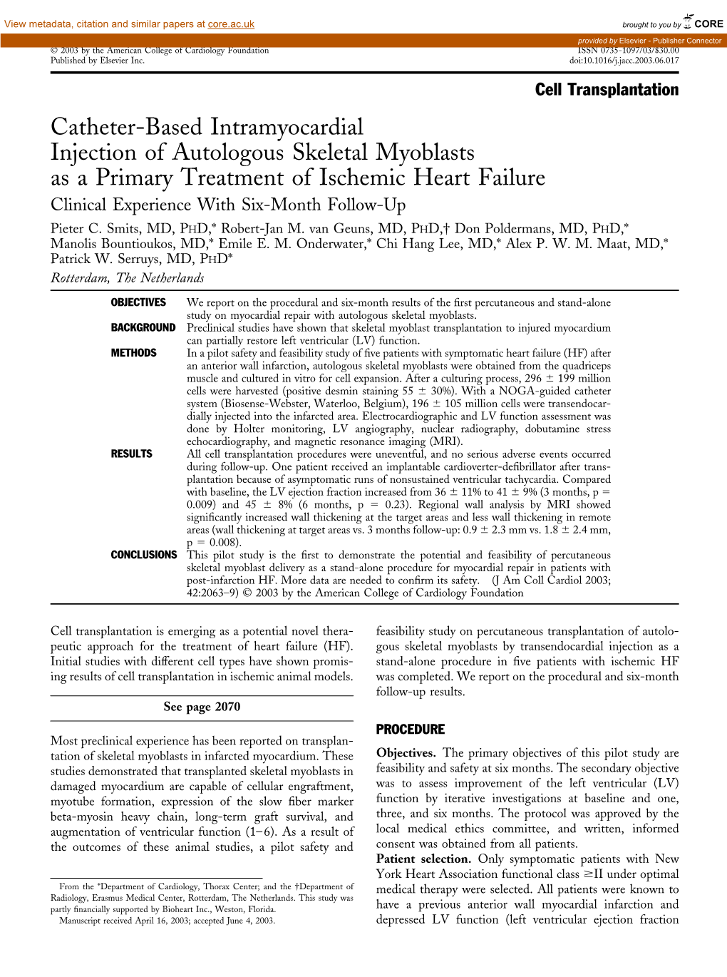 Catheter-Based Intramyocardial Injection of Autologous Skeletal