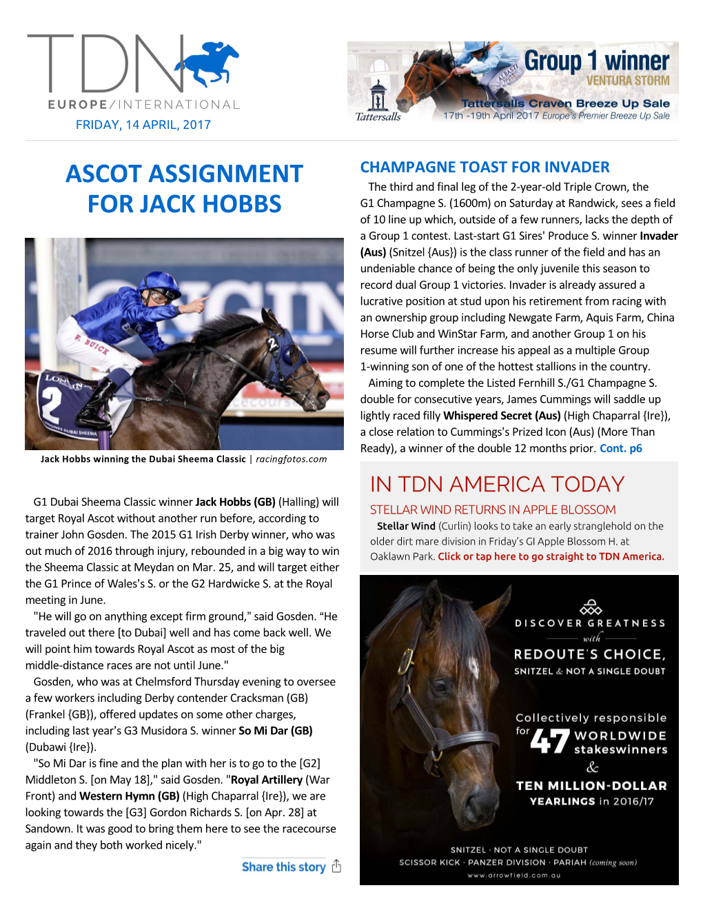 Ascot Assignment for Jack Hobbs