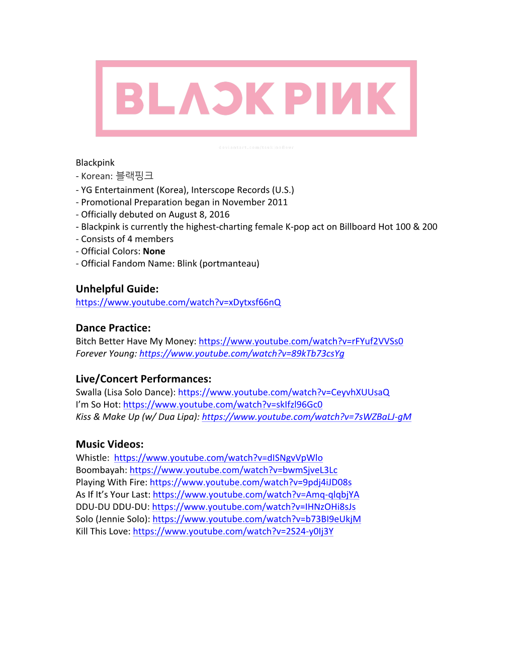 Blackpink Watch List