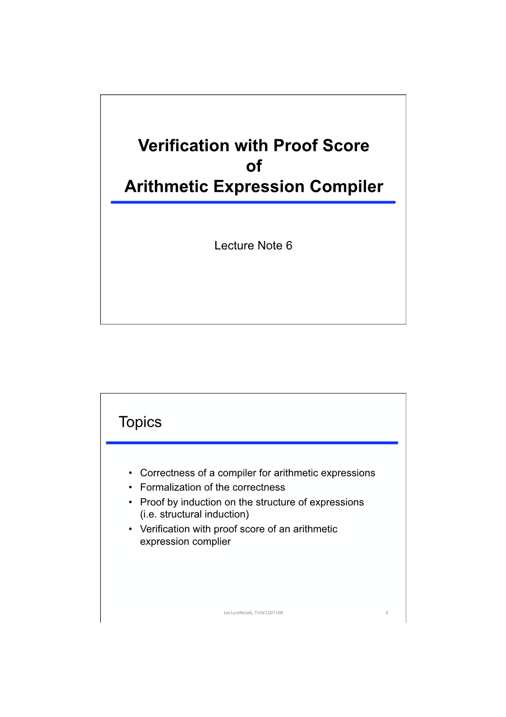 Verification with Proof Score of Arithmetic Expression Compiler