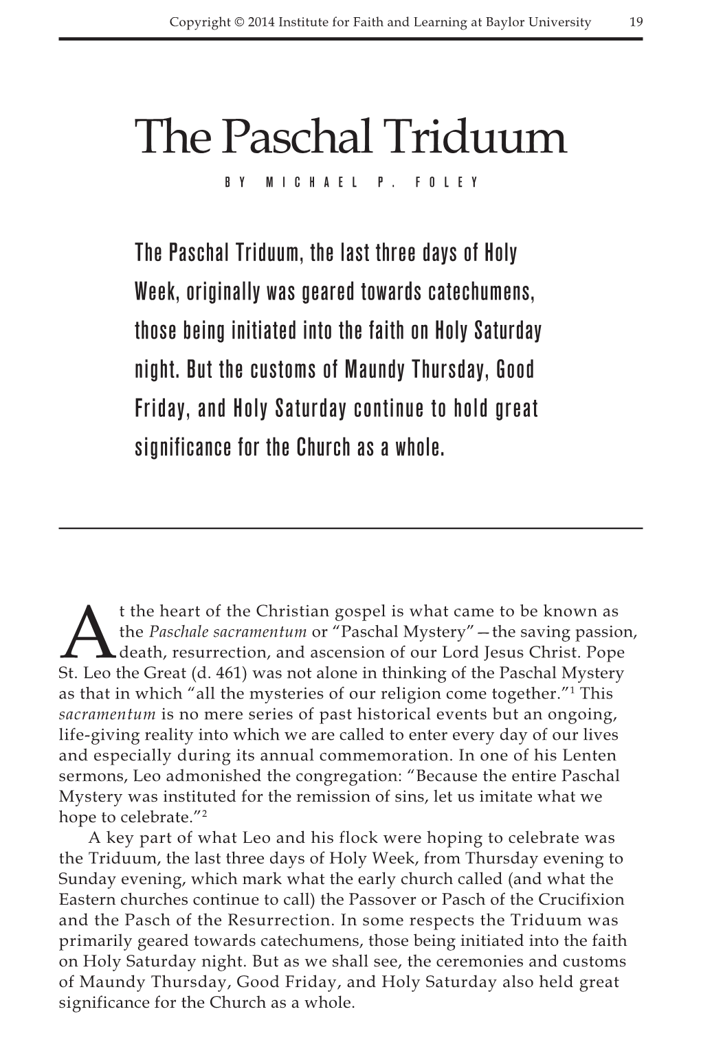 The Paschal Triduum by Michael P