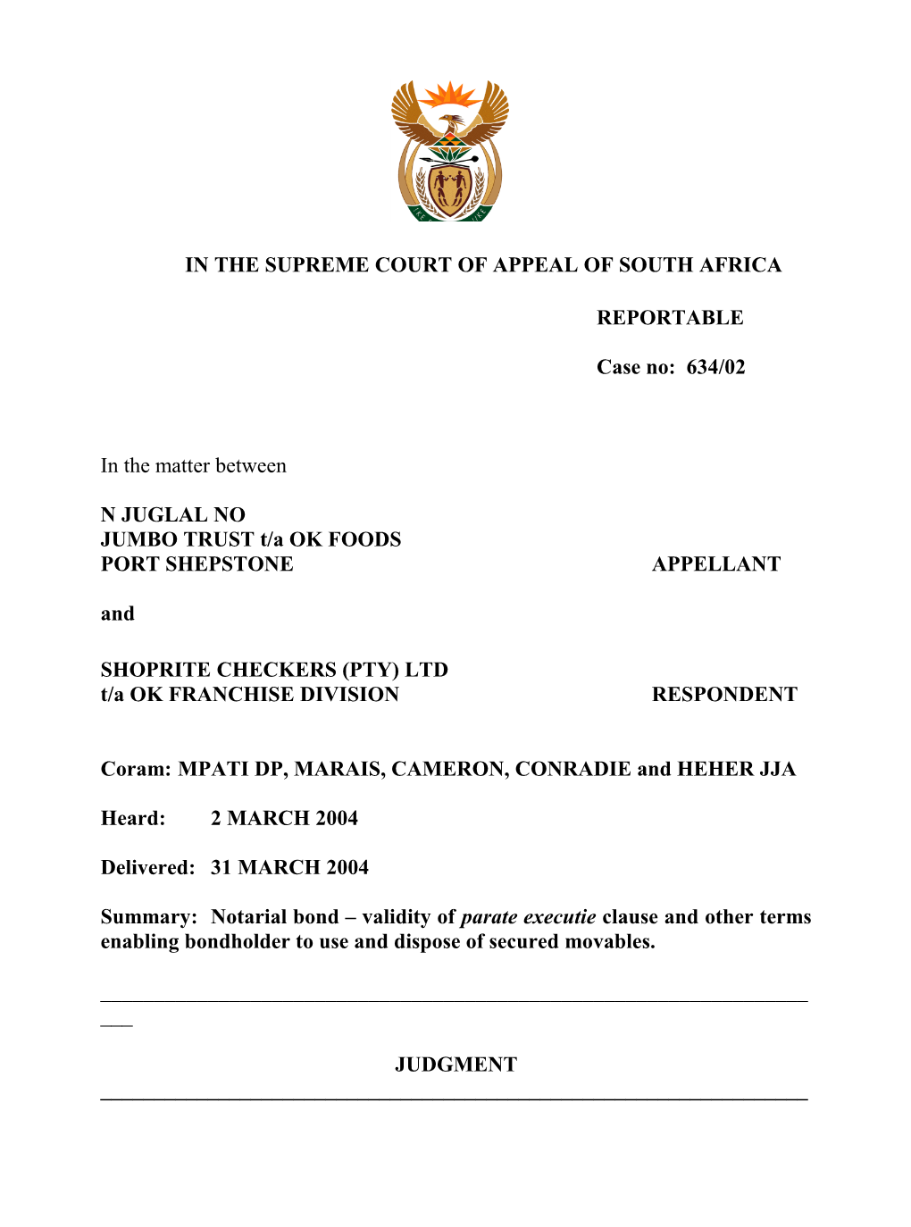 In the Supreme Court of Appeal of South Africa s3