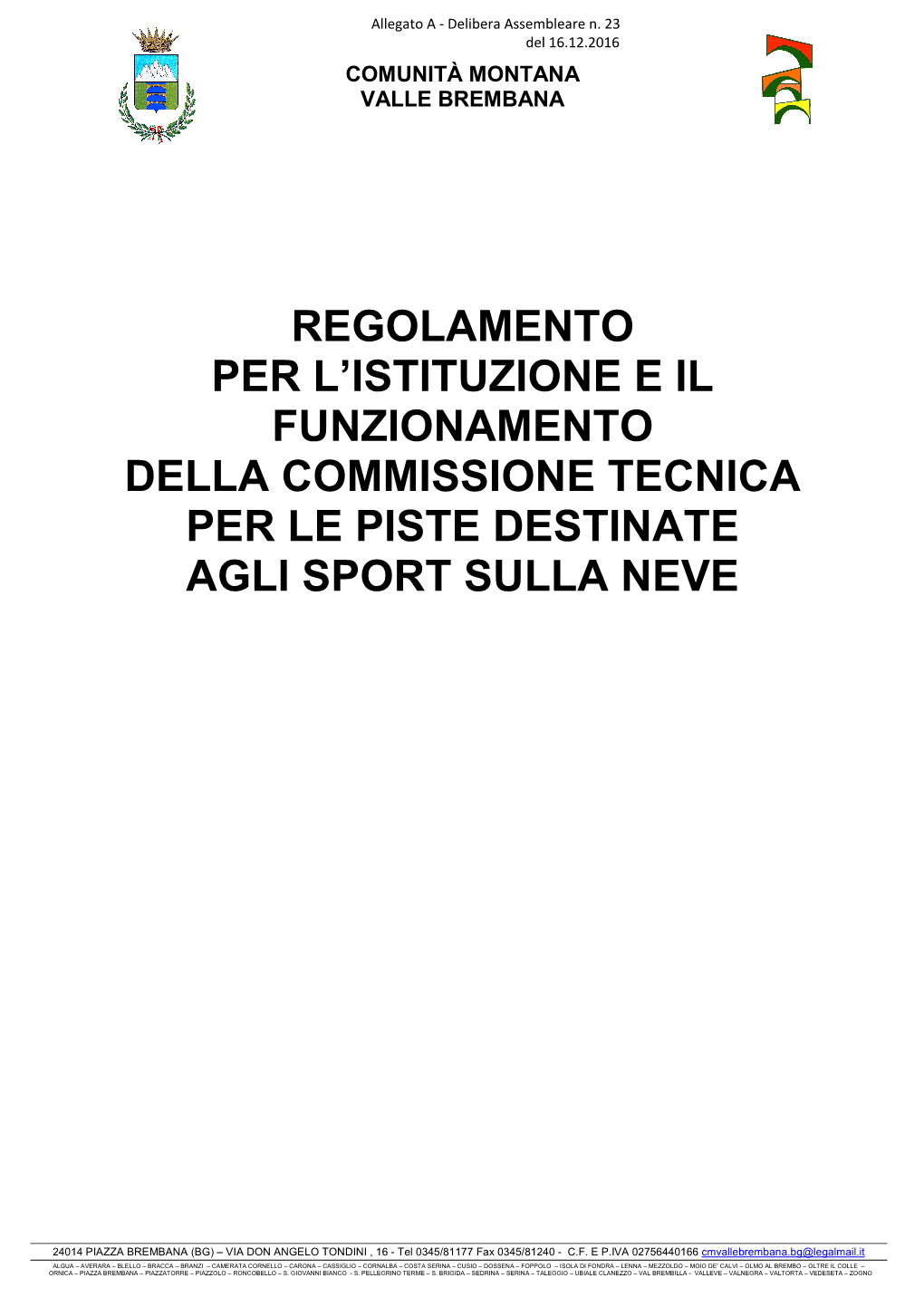 Regolamento Commissione Piste Sci CMVB