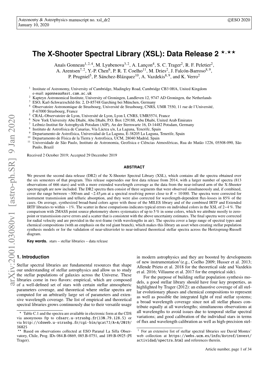 The X-Shooter Spectral Library (XSL): Data Release 2 ?,?? Anaïs Gonneau1, 2, 4, M