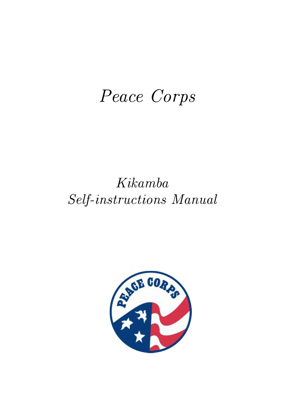 Peace Corps KIKAMBA SELF-INSTRUCTION MANUAL