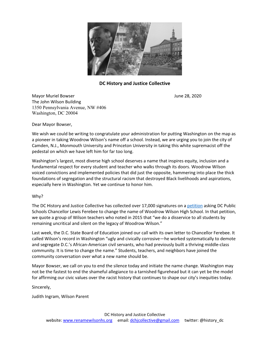 June 28, 2020 Letter from DCHJC To