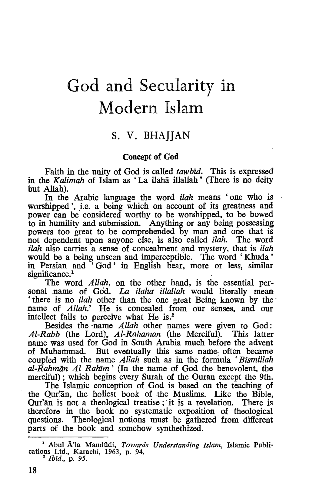 God and Secularity in Modern Islam