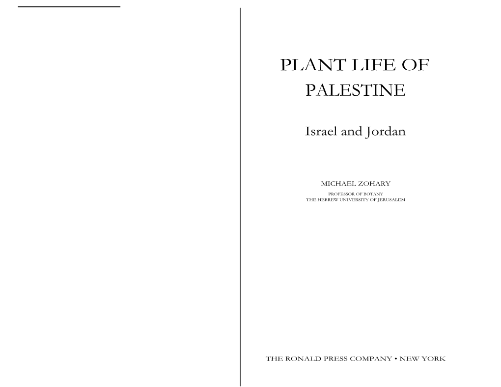 Plant Life of Palestine