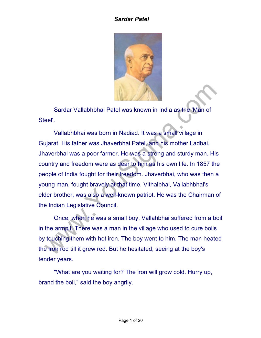 Sardar Patel Sardar Vallabhbhai Patel Was Known in India As